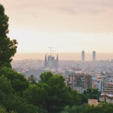 View of the Basilica de la Sagrada Familia from Park Guell