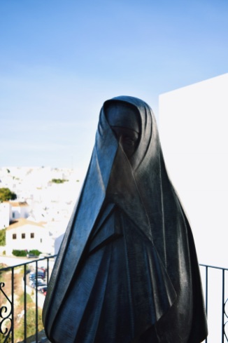 In the old days, the single ladies used to head to a certain part of town and pull their top layer of skirts up over their face to only have one eye showing. It was supposed to be a real love at first sight type situation. Vejer, Spain. Oct 13, 2018.