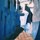 Typical street in the medina of Chefchaouen, the blue city. Oct. 21 2018.