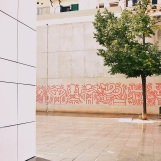 A giant recreated mural by famous US muralist, Keith Haring. Barcelona. Oct. 7, 2018.