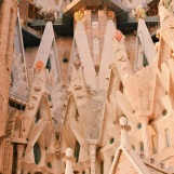 A small section of the edifice of the Basilica de la Sagrada Familia, Barcelona. Oct 6, 2018.